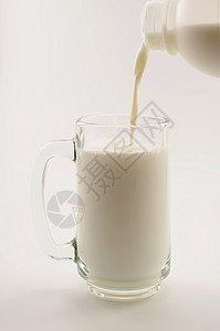 一杯牛奶反射奶油杯子饮食产品玻璃奶制品食物白色早餐图片