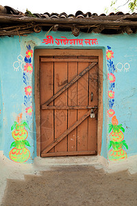 封闭门门的印度村房子传统旅行乡村生活村庄图片