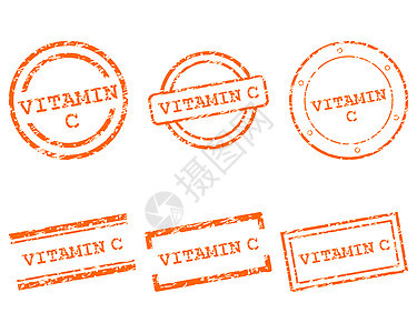 维生素C邮票烙印海豹打印橡皮按钮销售商业插图购物标签图片
