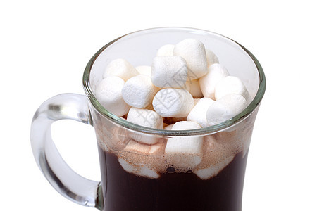 热巧克力加棉花糖食物饮料美食玻璃甜点白色小吃泡沫棕色早餐图片