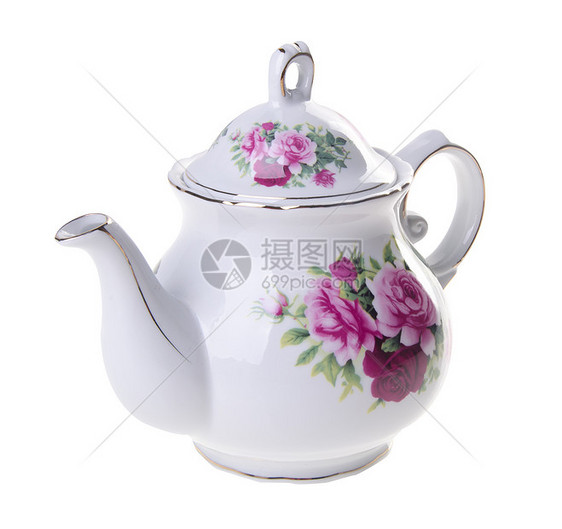 茶壶 陶瓷茶壶 在背景泡茶制品喷口厨具橙子用具红色烫伤餐具家庭图片