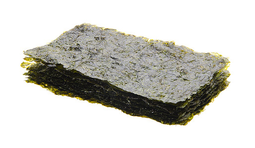 干旱海藻在背景上工作室海鲜植物黑色蔬菜饮食食物绿色海苔图片