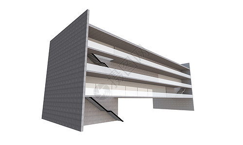 3D现代建筑窗户楼梯橙子办公室建筑学城市项目滚动框架财产图片