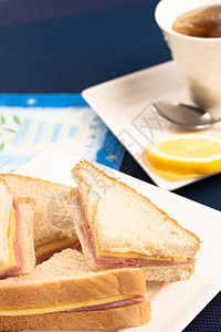 三明治杯子服务火腿红茶小吃饮料面包图片