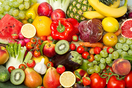 水果和蔬菜团体收藏柠檬香蕉营养饮食橙子沙拉胡椒黄瓜图片