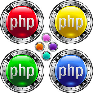 PHP 文件类型色彩多彩的按钮图片