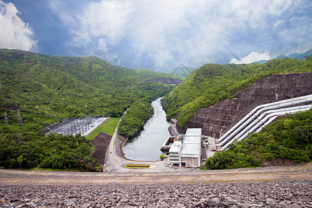 水力发电厂绒布大堤水库风景水电贮存水闸堆石激流建筑图片