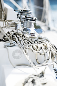 游艇细节绳索甲板索具工具航海帆船运动图片