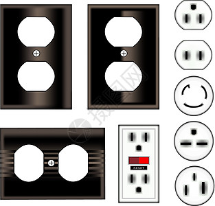 黑色塑料塑料电气插口矢量图片