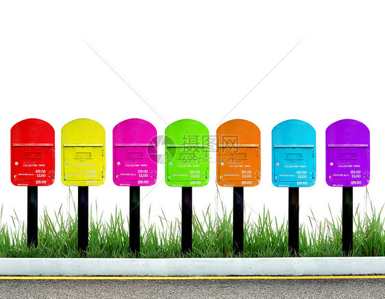 7色邮箱粉色橙子街道信箱邮政邮件盒子紫色白色送货图片