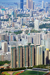 香港拥挤的大楼窗户摩天大楼生活住宅城市百叶窗多层窗帘建筑住房图片