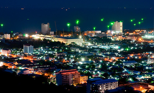 华欣市夜景月亮酒店旅行蜡烛房子城市地标建筑店铺传统图片