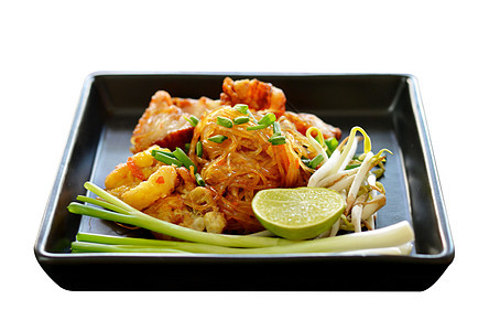 最喜爱的泰国菜食美食烹饪蔬菜柠檬盘子绿色服务面条油炸午餐图片