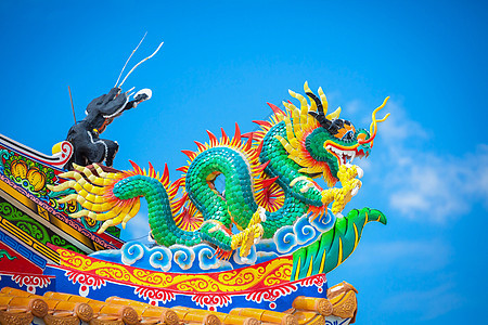 龙艺术财富雕塑信仰金子文化力量刺刀传统蓝色图片