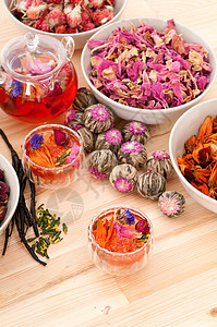 香草天然花卉茶和干花食物饮料玫瑰药品植物茶壶玻璃芳香酿造治疗图片