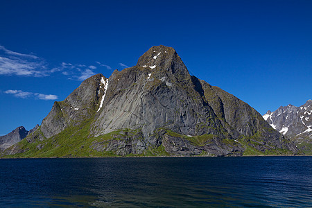 挪威湾峡湾风景全景大豆顶峰图片