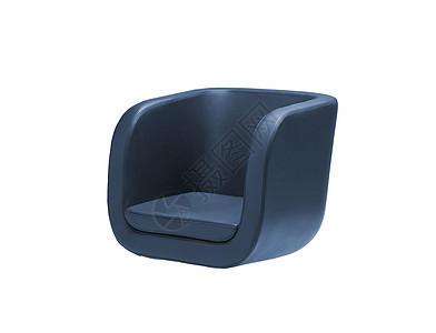 黑色蓝扶手椅在白色上被孤立图片