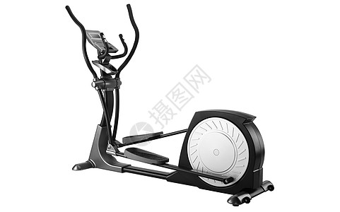 白色背景的椭圆体运动机健身机椭圆机肌肉有氧运动机器运动培训师椭圆形自行车生活方式图片