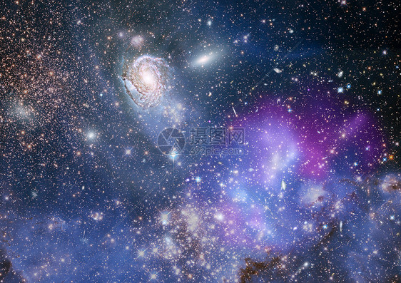 遥远的银河系行星螺旋望远镜微光宇宙光环轨道蓝色天空天文学图片