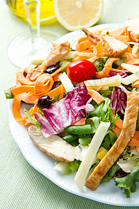 鸡肉沙拉晚餐餐巾营养蔬菜胸部饮食食物胡椒橙子午餐图片