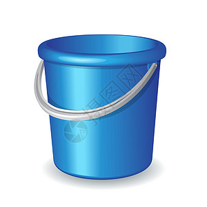 白背景孤立的蓝塑料桶(蓝塑料桶)图片