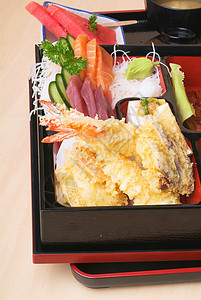 日本本托午餐套餐餐厅海鲜文化蔬菜食物叶子盒子美味美食海藻图片