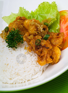 虾用大米豆做饭海鲜食物烹饪解雇美食香料盘子餐厅蔬菜草本植物图片