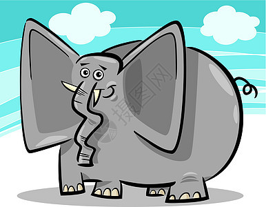 可笑的大象对抗天空的漫画图片