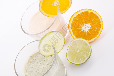 鲜新鲜美味的石灰和橙酸酸奶奶油产品甜点营养早餐节食饮料热带饮食奶制品液体图片