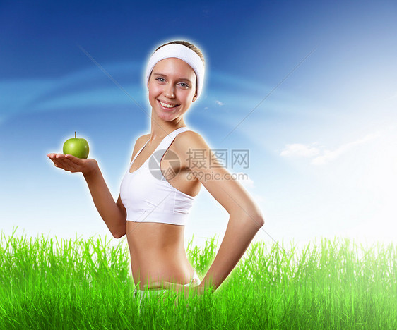 一名年轻女子运动的肖像体操女性活力青年闲暇身体幸福重量慢跑女士图片