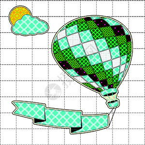 配彩虹庆典的气球拼凑图示绗缝周年纺织品刺绣快乐针线活幸福纪念日问候语生日背景图片