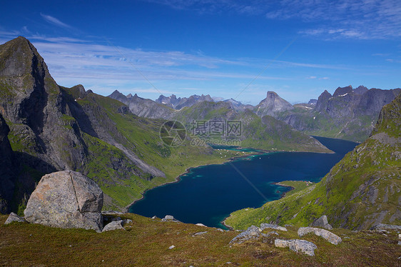 挪威风景全景胜地大豆峡湾山脉山峰旅游图片