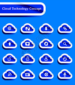 云计算图标的一套纸裁纸技术菜单电话办公室网站相机团体电脑钥匙电子邮件按钮图片