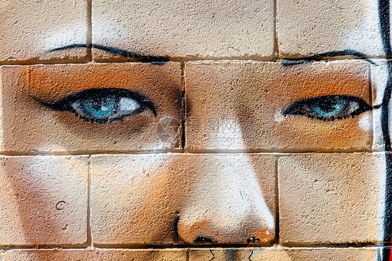拼贴创造力绘画城市喷漆眼睛女孩艺术品文化破坏艺术图片