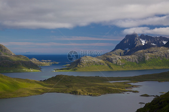 洛弗顿群岛山峰全景岛屿风景山脉大豆峡湾图片