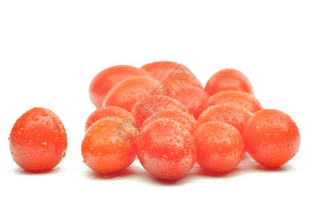 新鲜红樱桃红番茄白色活力茶点食物水果西红柿蔬菜图片