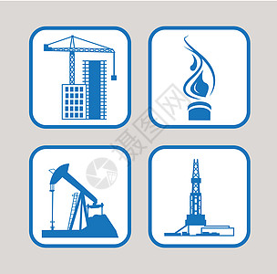 一组图标石油汽油机器钻孔生产燃料活力资源平台化学品图片