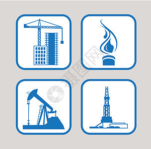 一组图标石油汽油机器钻孔生产燃料活力资源平台化学品图片