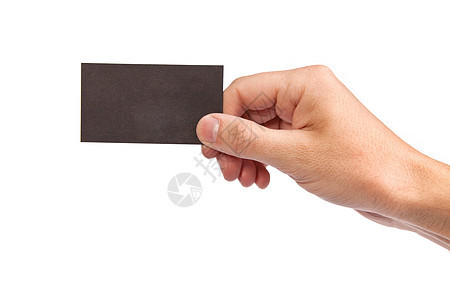 商务人士手中拿着空白名片的公用名片手指身份商业问候语广告男人卡片文档营销信用图片