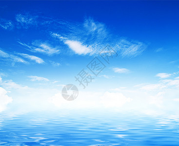 蓝天有彩虹的白毛云蓝色海洋天气气氛阳光水分晴天沉淀海浪气候图片