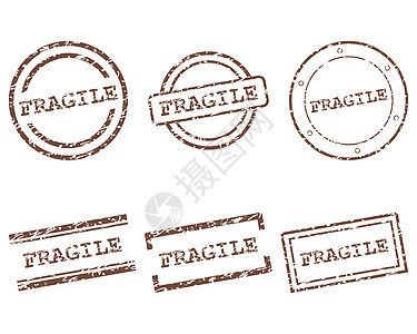 脆弱邮票橡皮贴纸墨水烙印按钮海豹打印商业标签棕色图片