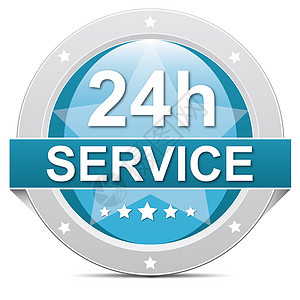 24小时服务徽章帮助消费者横幅商业圆形互联网金属按钮插图图片