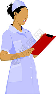 带白医生口罩的护士妇女 矢量插图女性情况卡通片女士医院工作服医疗知己图片
