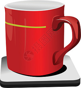 红咖啡杯 矢量插图背景图片