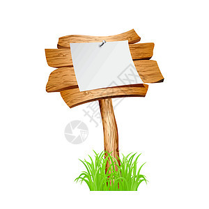 草地上的木质标志公告路牌桌子广告牌栅栏插图村庄框架邮政木头图片