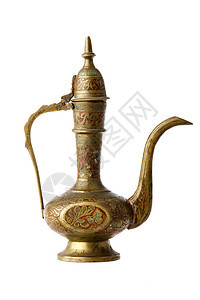 东面茶壶血管白色装饰艺术水壶青铜金属瓶子装饰品双耳图片