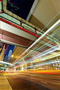 夜间与繁忙的城市速度戏剧性运输景观场景驾驶建筑市中心商业蓝色图片