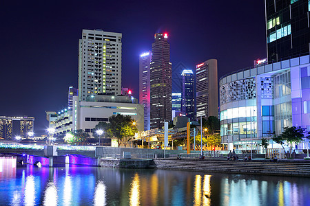 新加坡市夜间市中心经济艺术反射码头城市科学旅行港口景观图片