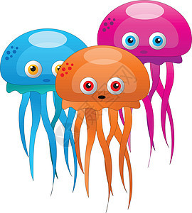果冻鱼章鱼海洋卡通片插图海蜇绘画动物图片