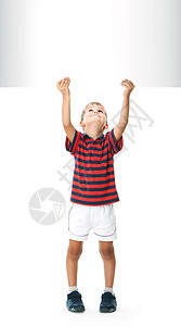 男孩拿着横幅空白快乐派对教育框架推介会幸福衣服学校海报图片